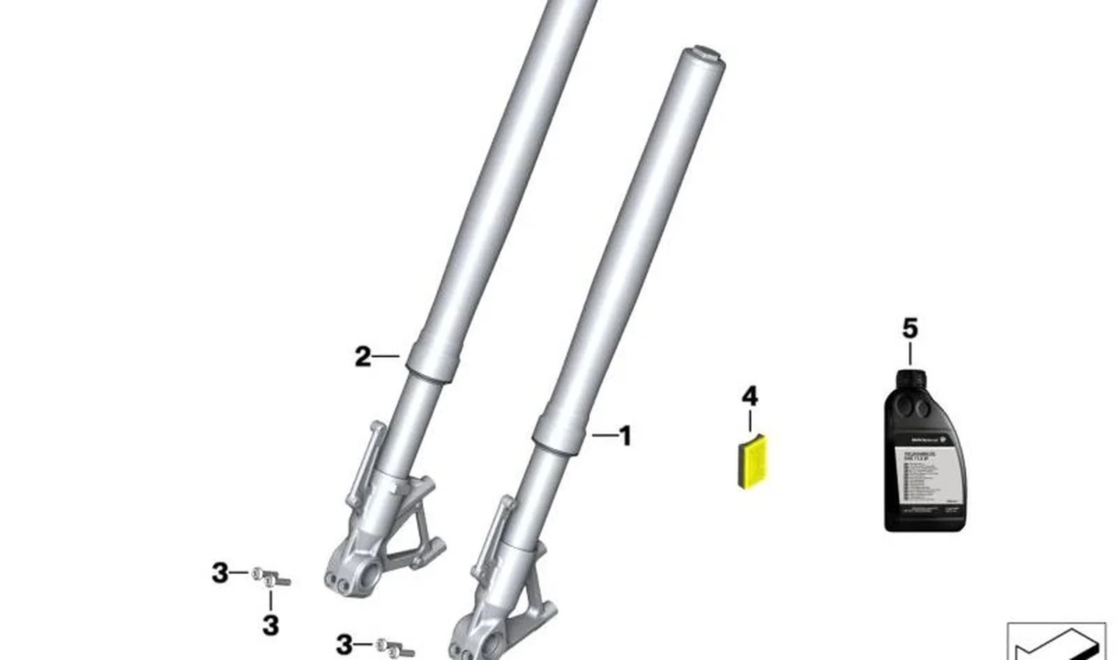Brazo de horquilla dorado derecho OEM 31429467906 para motos BMW F 900 XR (K84). Original BMW Motorrad.