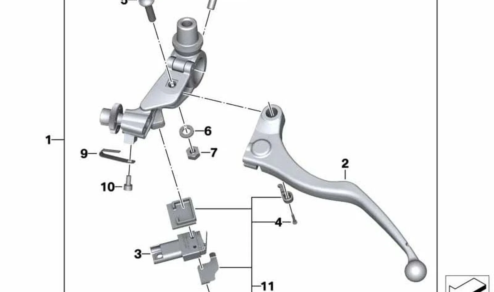 Brazo de mando con placa intermedia OEM 32728561398 para BMW S 1000 XR (K49). Original BMW Motorrad.