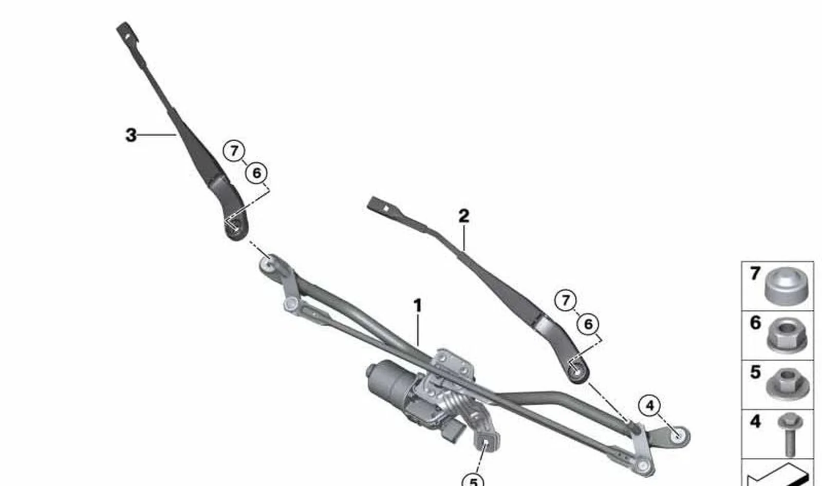 Brazo limpiaparabrisas delantero lado acompañante OEM 61617354312 para MINI Clubman F54, F54 LCI. Original MINI.