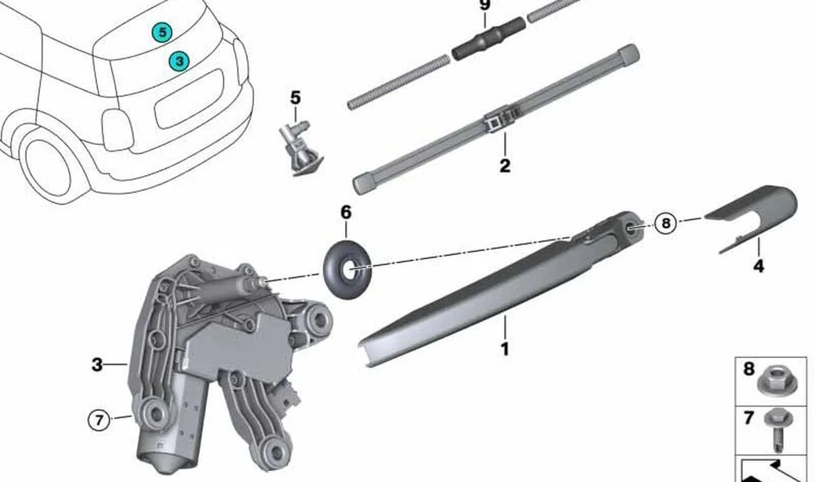 Brazo limpiaparabrisas trasero OEM 61617411251 para MINI F56 LCI, F55 LCI, Countryman F60… y más. Original MINI. - Image 4