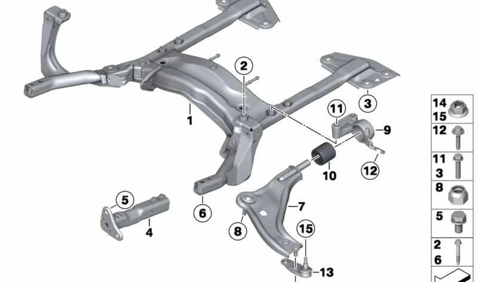 Brazo transversal delantero izquierdo OEM 31126772301 para MINI R56, R55, R57, R58, R59. Original MINI.