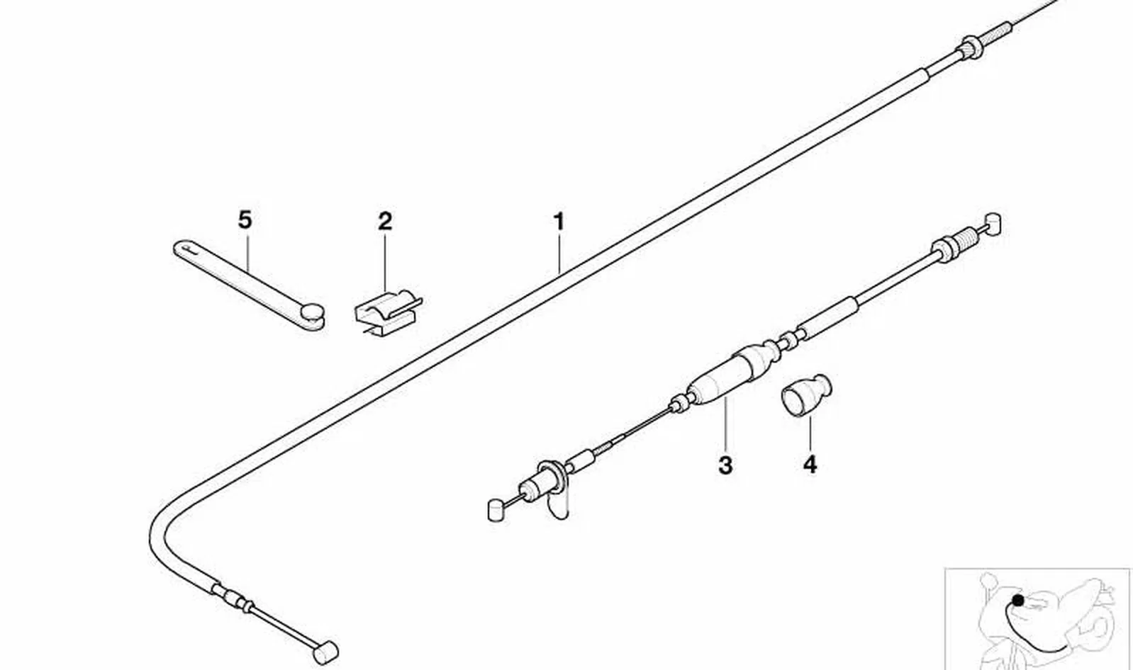 Cable acelerador cerrador OEM 32737694491 para motos BMW K1200RS, K1200LT (06/1997 - 07/2008). Original BMW Motorrad.