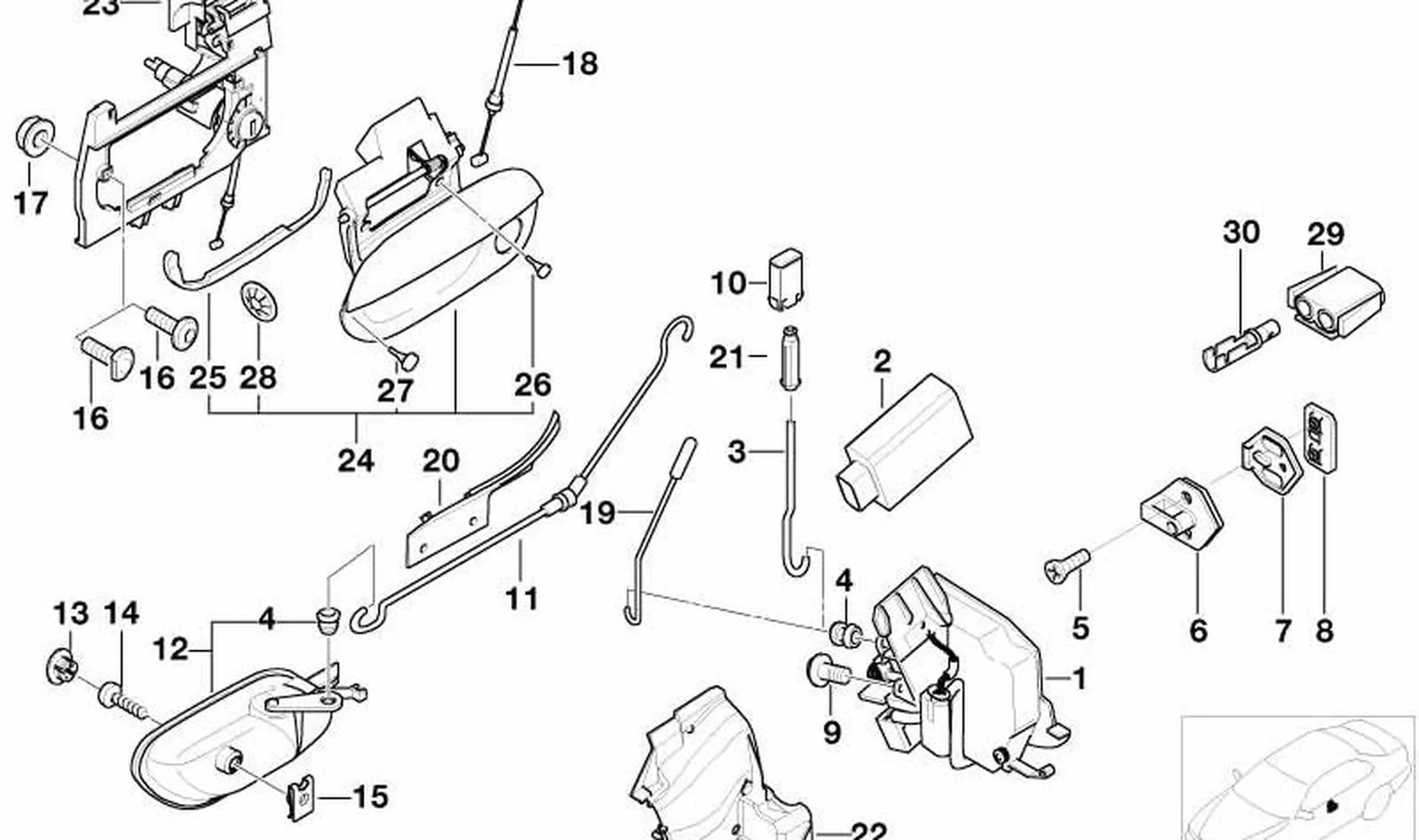 Cable Bowden abrepuertas delantero izquierdo OEM 51218215617 para BMW Serie 5 E39 520d, 520i... y más. Original BMW. - Image 3