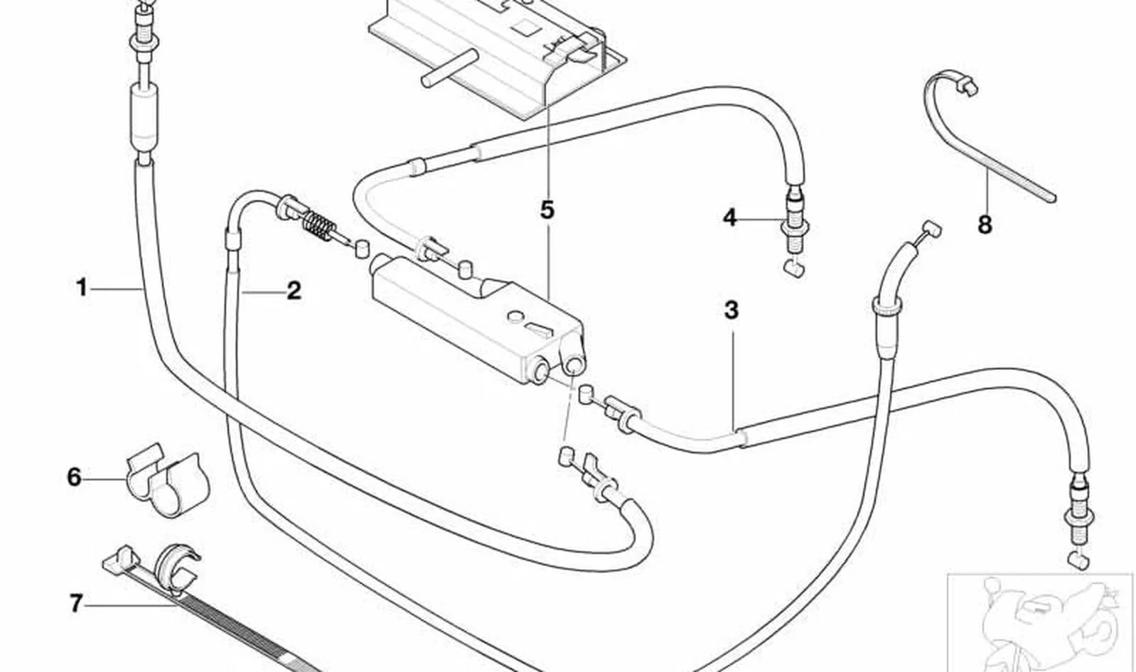 Cable Bowden de arranque OEM 32737659676 para motos BMW R 1150 GS, R 1150 RT, R 850 RT. Original BMW Motorrad.