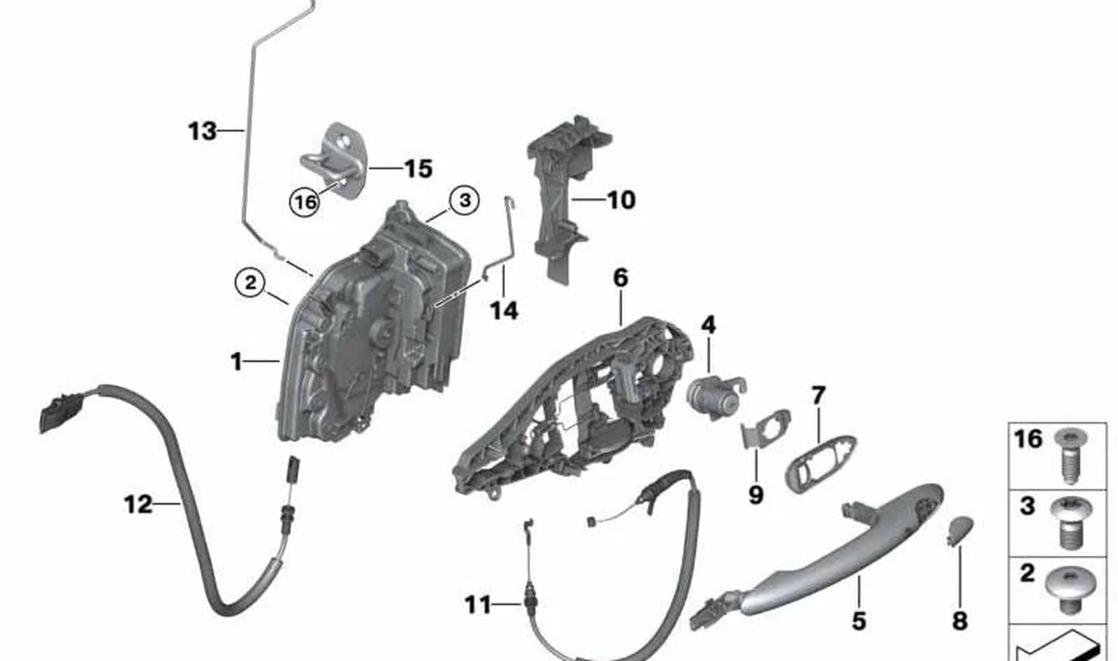 Cable Bowden empuñadura exterior puerta delantera OEM 51217395355 para MINI Countryman F60, F60 LCI. Original MINI.