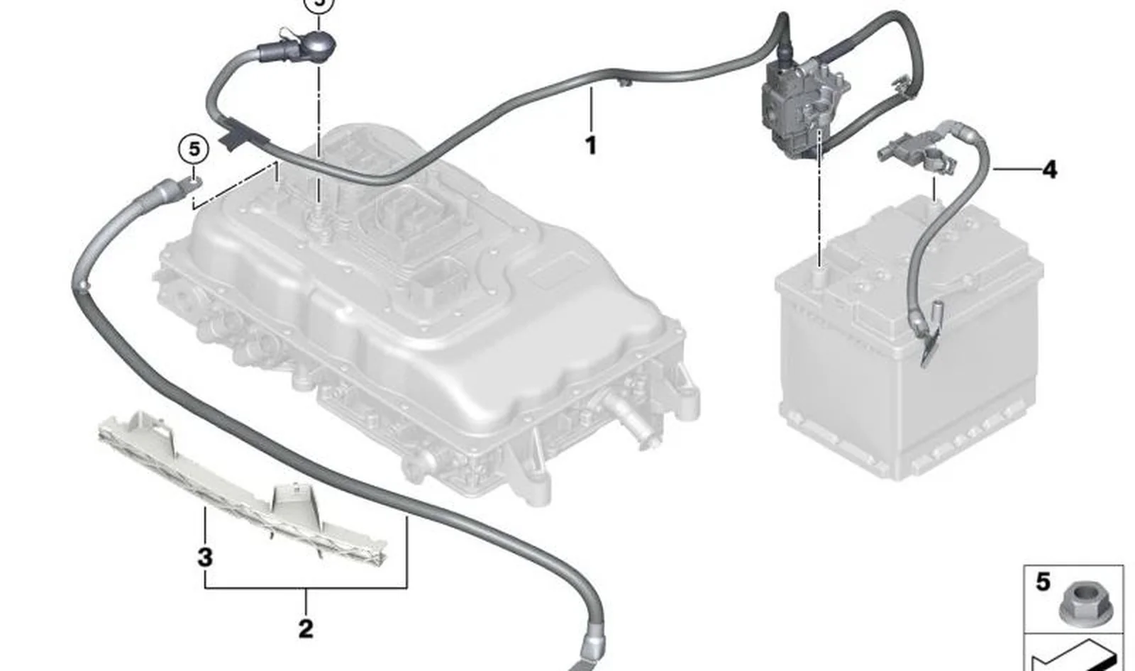 Cable de batería negativo OEM 61125A19C80 para MINI F56 BEV, F56 BEV LCI, Cabrio F57 BEV. Original MINI.