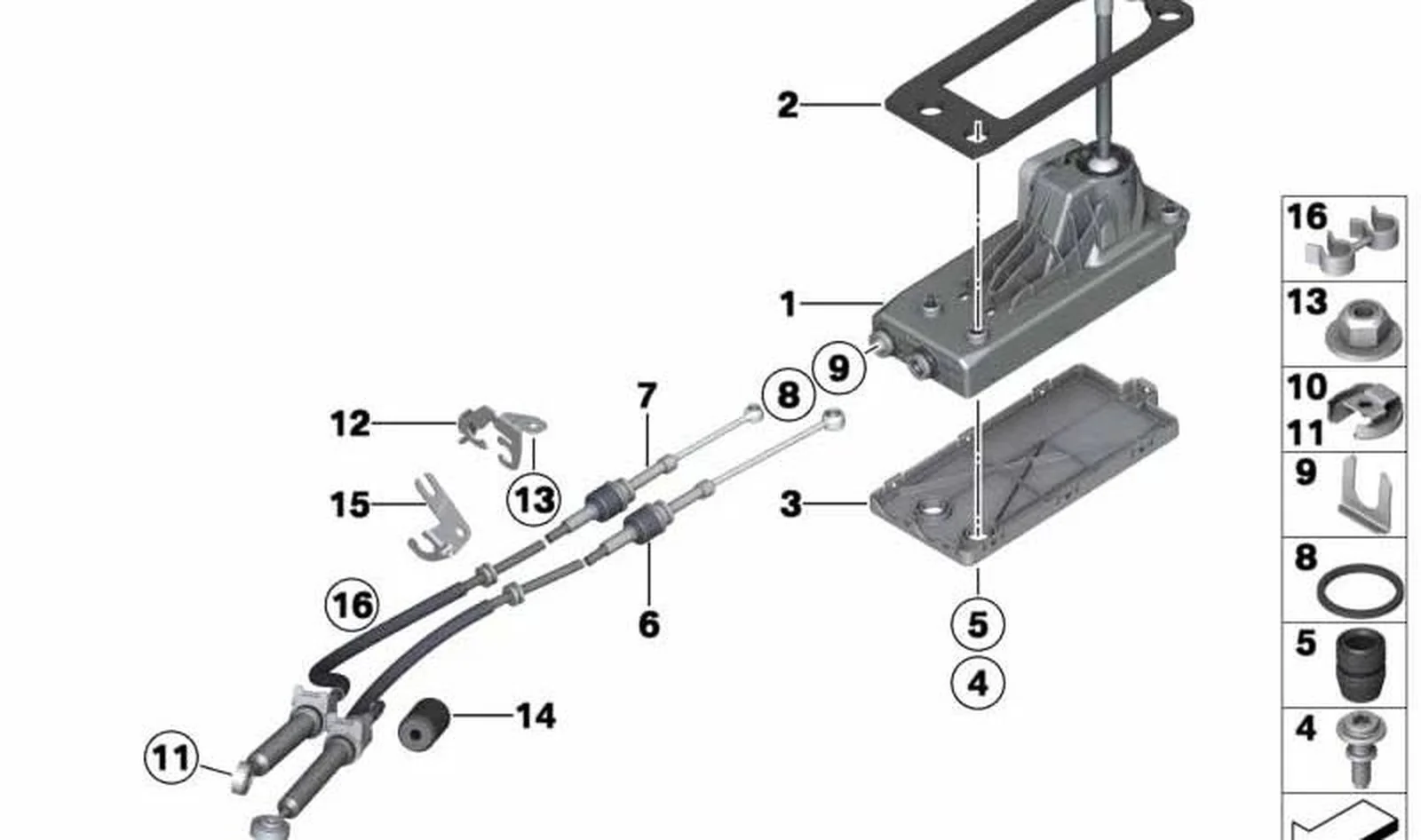 Cable de mando de árbol selector OEM 25117604435 para MINI Countryman R60, Paceman R61... y más. Original MINI.