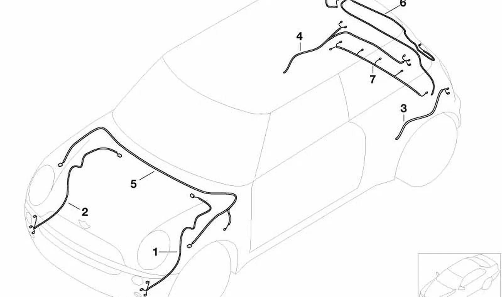 Cables de reparación para tapa de portamaletas OEM 61116923251 para MINI R50, R52, R53. Original MINI.