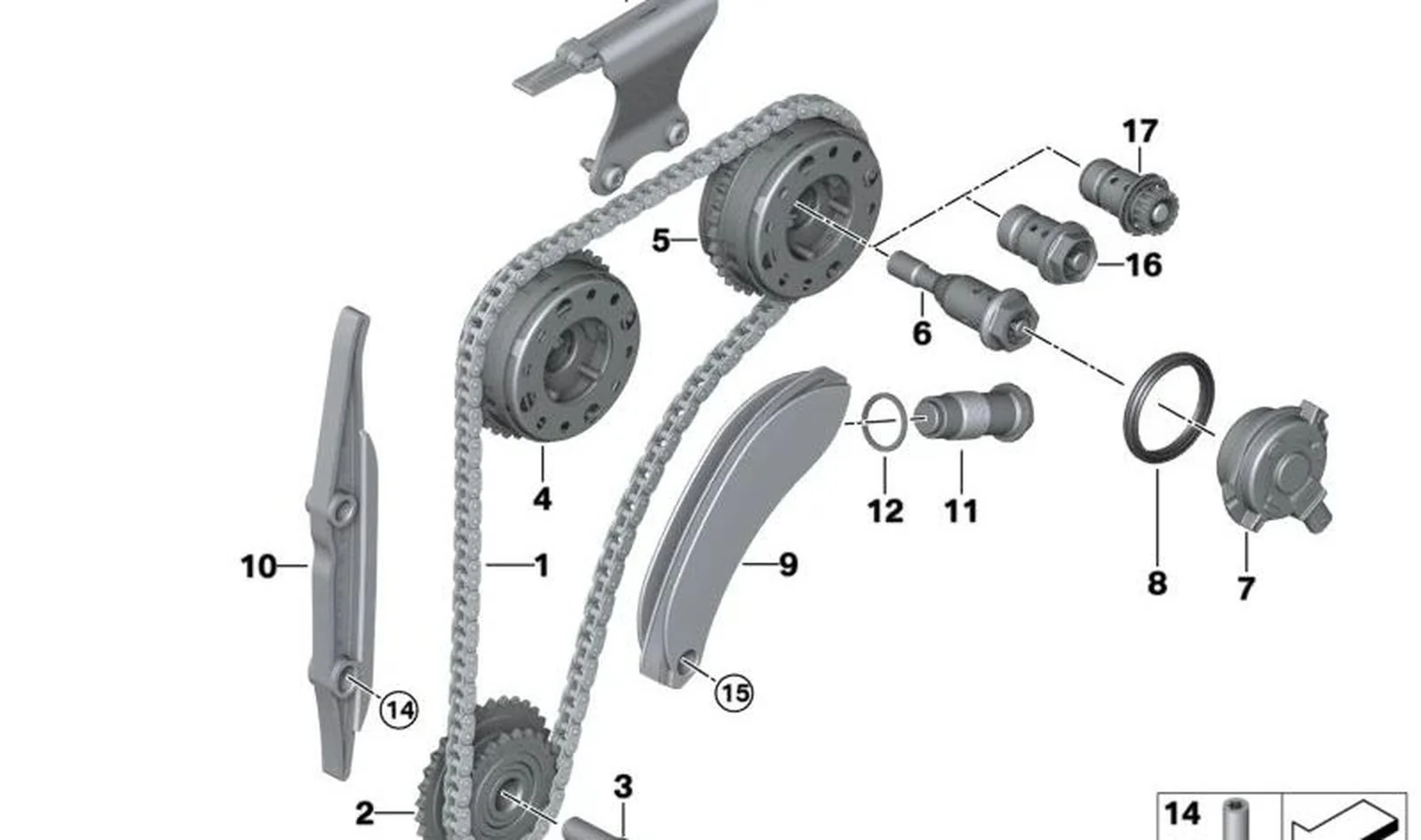 Cadena de distribución OEM 11318648730 para MINI F55, F56, Cabrio F57... y más. Original MINI.