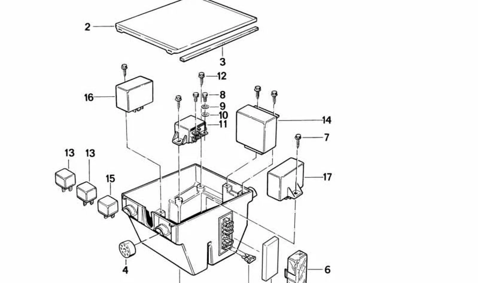 Caja para cortacircuitos OEM 61131459931 para motos BMW K1, K 100 RS. Original BMW Motorrad.