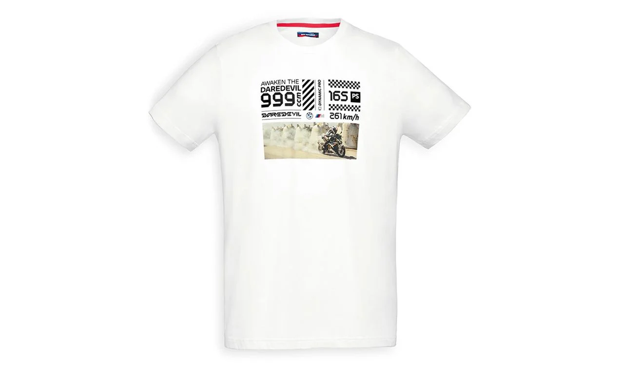 Camiseta Daredevil blanca talla XL OEM 76615A81330 para BMW. Original BMW Motorrad.