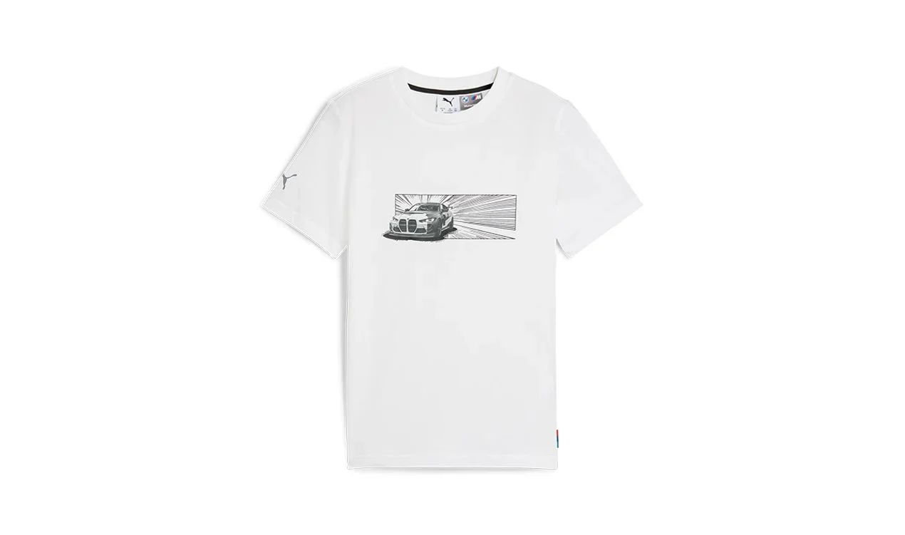 Camiseta infantil BMW M Motorsport MMS Auto Graphic blanca talla 152 OEM 80145B5D0D7 válida para BMW. Original BMW.