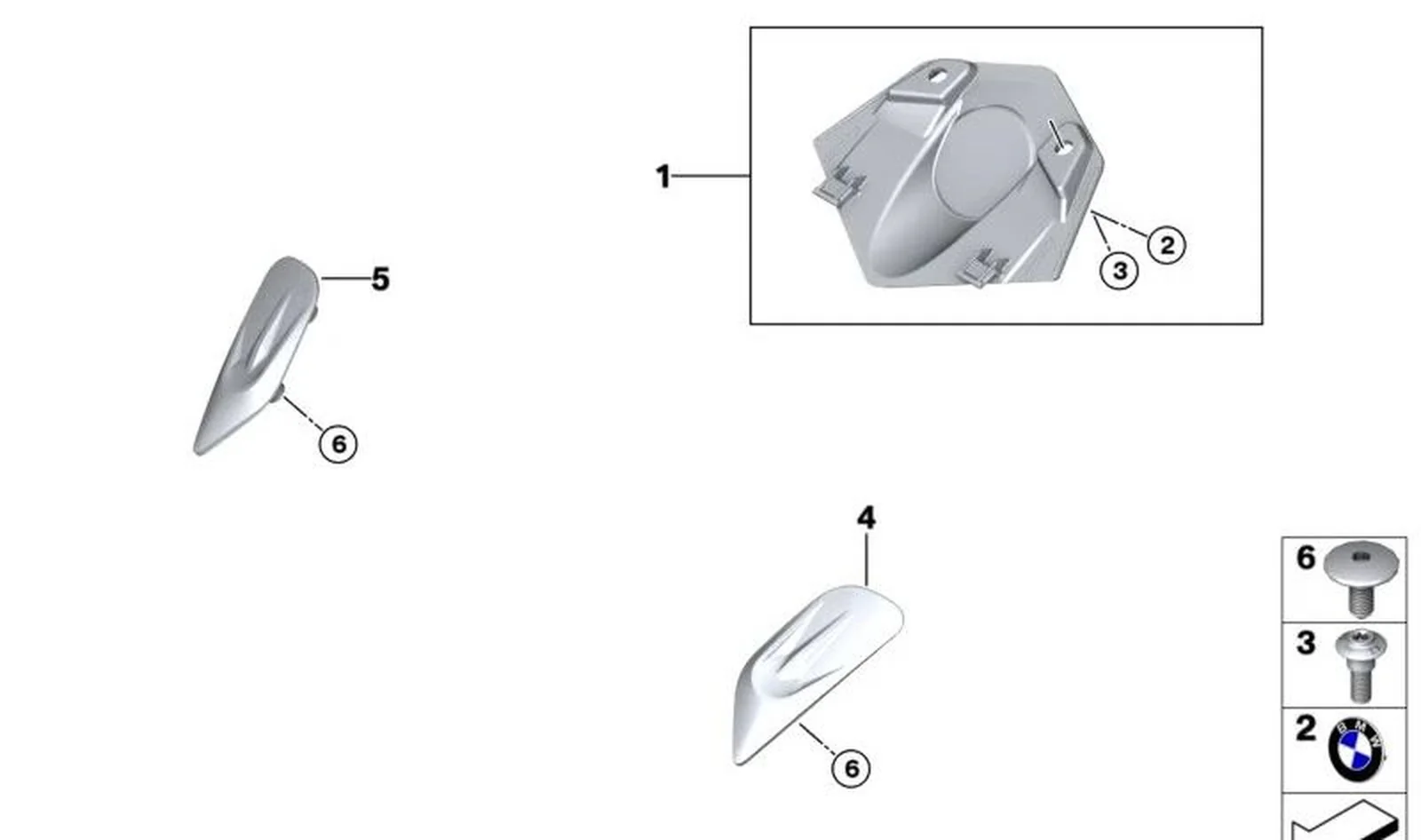 Caperuza de espejo izquierda OEM 46638103281 para BMW Motorrad M 1000 RR (K66). Original BMW Motorrad.