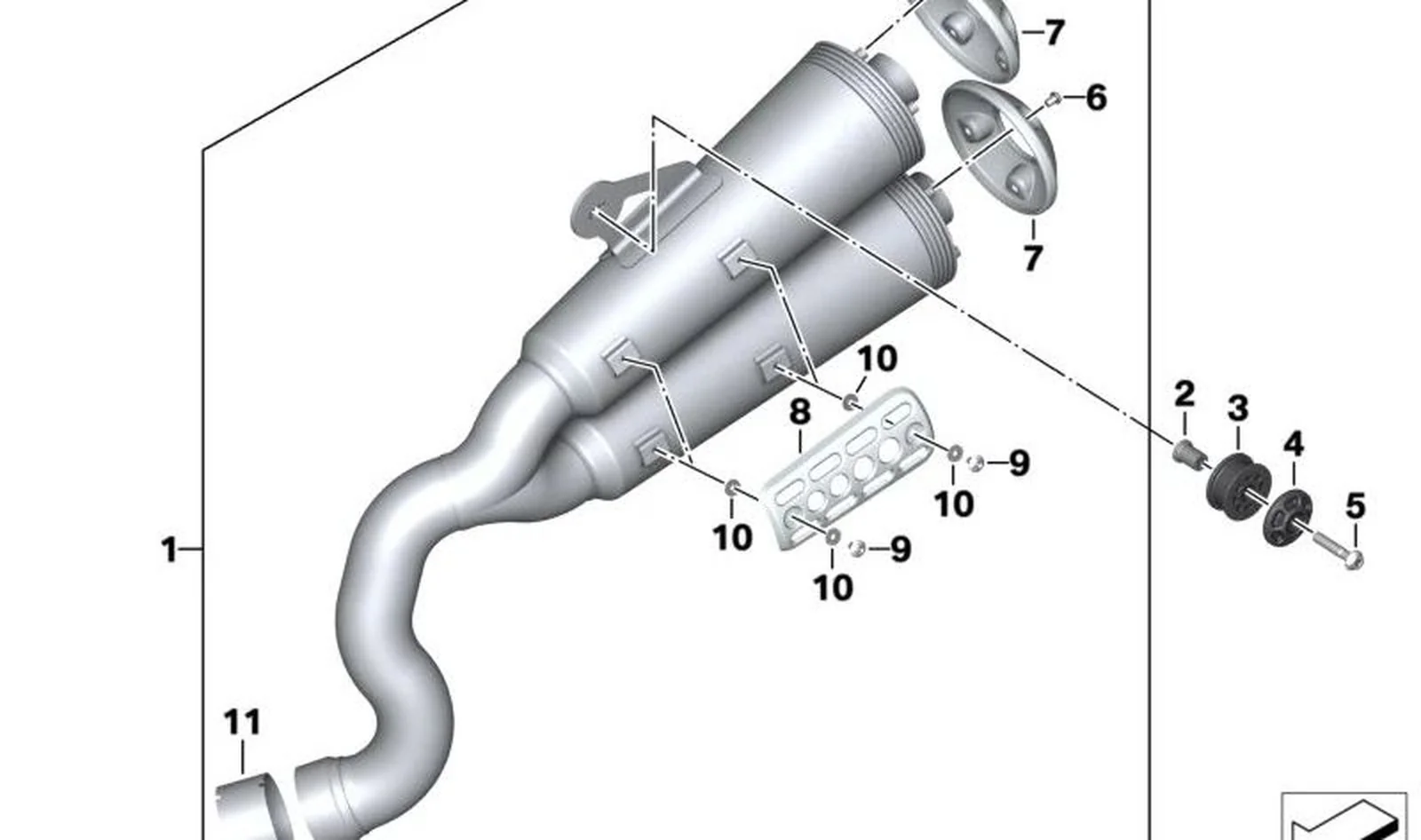 Caperuza silenciador final trasero OEM 18518564284 para motos BMW R nineT, R nineT Scrambler, R nineT Urban G/S. Original BMW Motorrad.