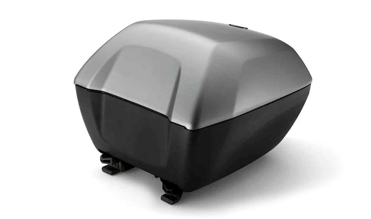 Carcasa exterior tapa del maletín gris asfalto OEM 77438409433 para motos BMW R 1200 R, R 1250 R, F 900 R, F 900 XR, C 400 GT, C 400 X. Original BMW Motorrad.