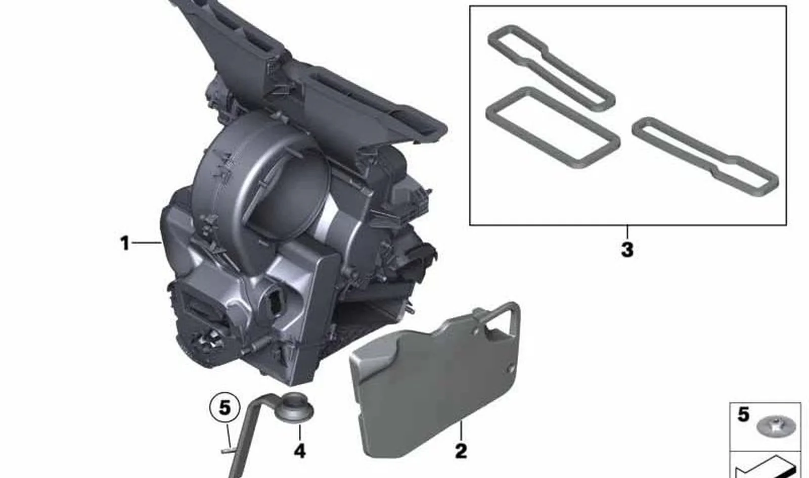Carcasa vacía calefacción/climatización con evaporador OEM 64119266894 para MINI Clubman R55, Countryman R60, Paceman R61... y más. Original MINI.