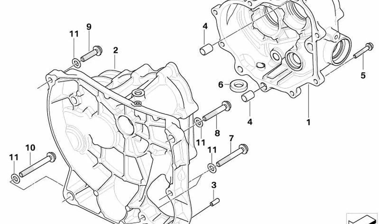 Cárter del cambio plata OEM 23007693754 para motos BMW R1200GS, R1200R. Original BMW Motorrad.