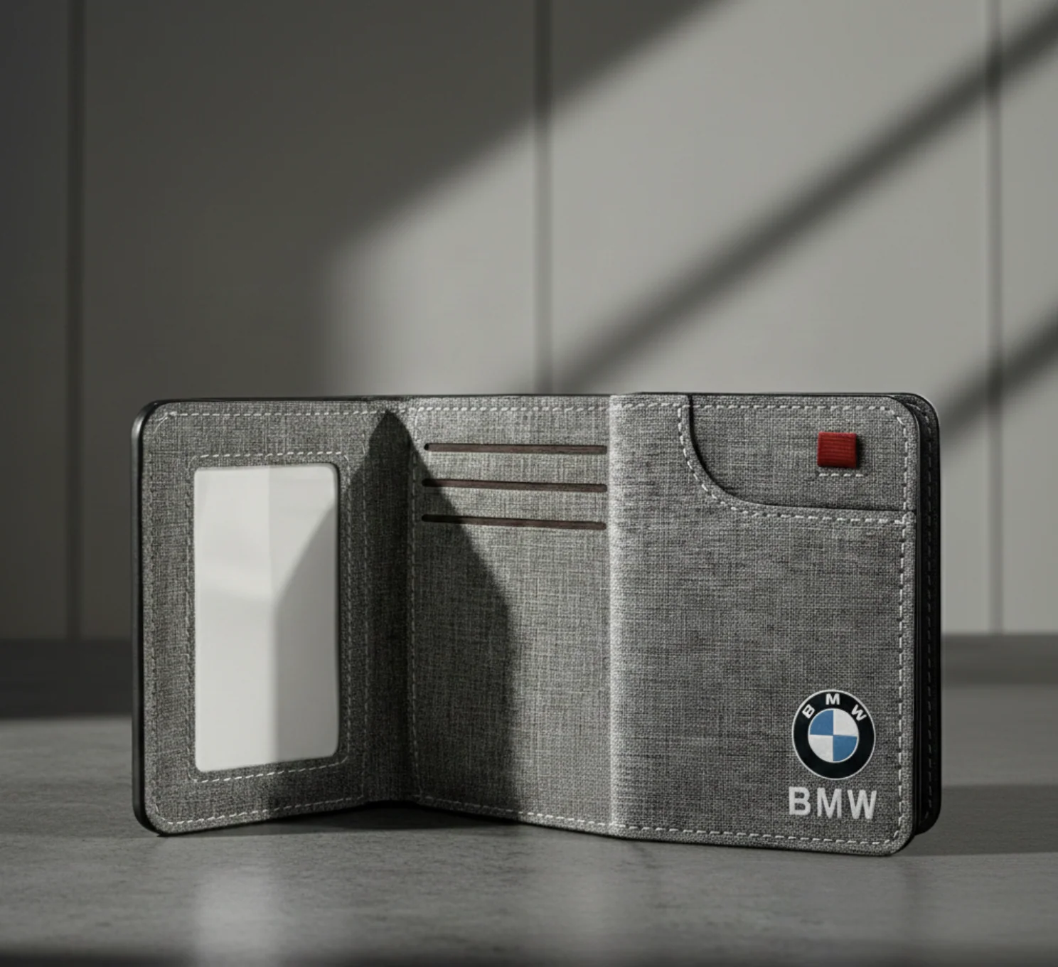 Cartera BMW compacta (tarjetero con billetero) con logo y letras BMW