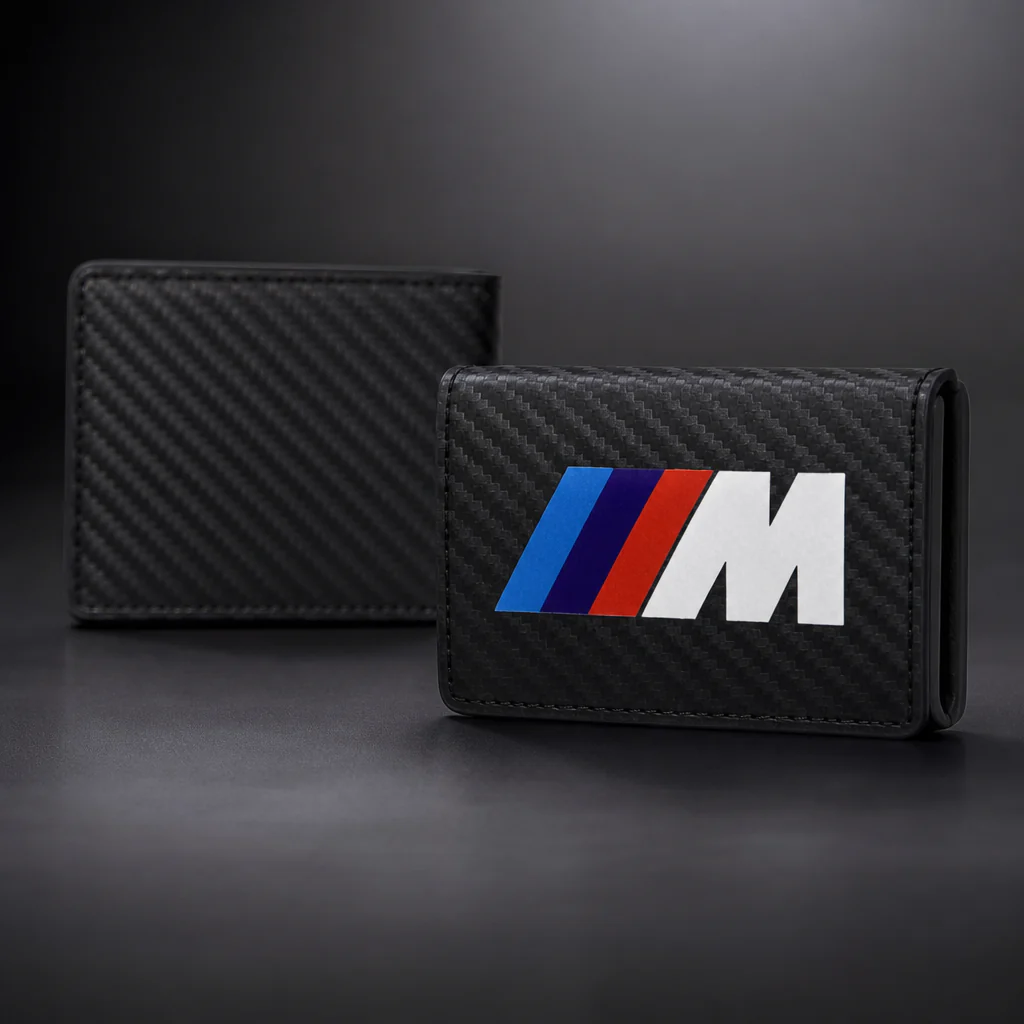 Cartera tarjetero BMW M efecto carbono negro con logo M tricolor - Image 7