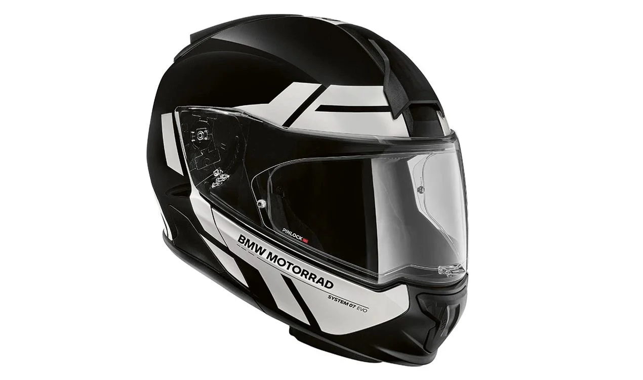 Casco modular System 7 Carbon Evo Spur negro/blanco talla 58/59 OEM 76315A807D9 válido para motos BMW. Original BMW Motorrad.