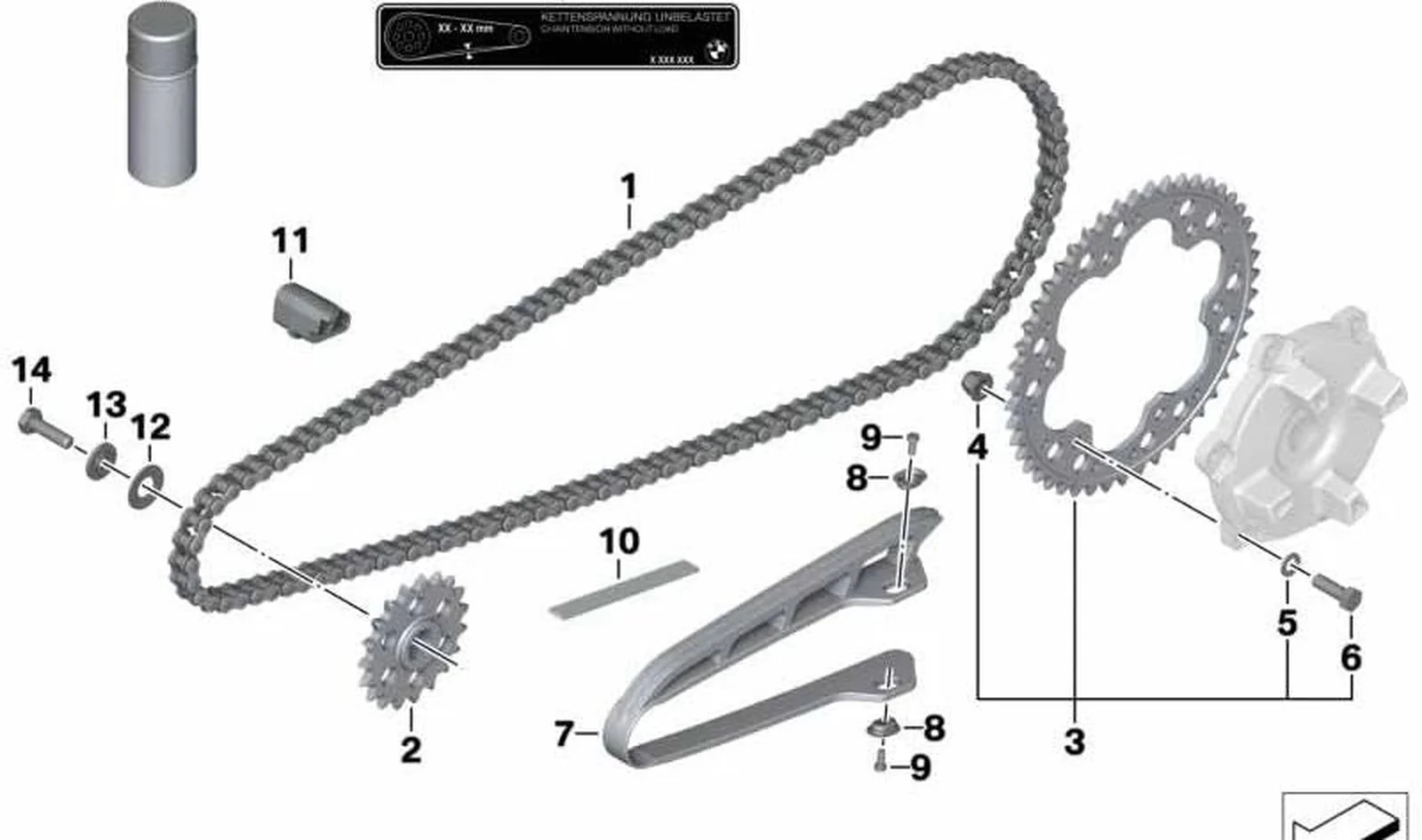 Casquillo con collar OEM 23007699377 para BMW F700GS, F800GS, F800R, G650GS... y más. Original BMW Motorrad.