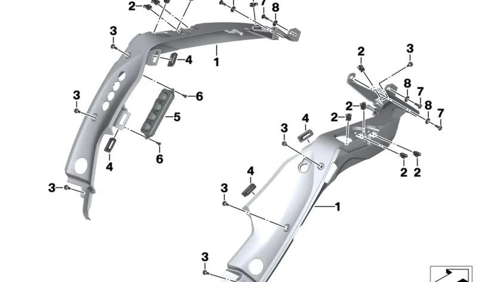 Casquillo con collar OEM 52537711812 para BMW Motorrad K 1600 GT, K 1600 GTL, K 1600 Bagger, G 450 X... y más. Original BMW Motorrad.