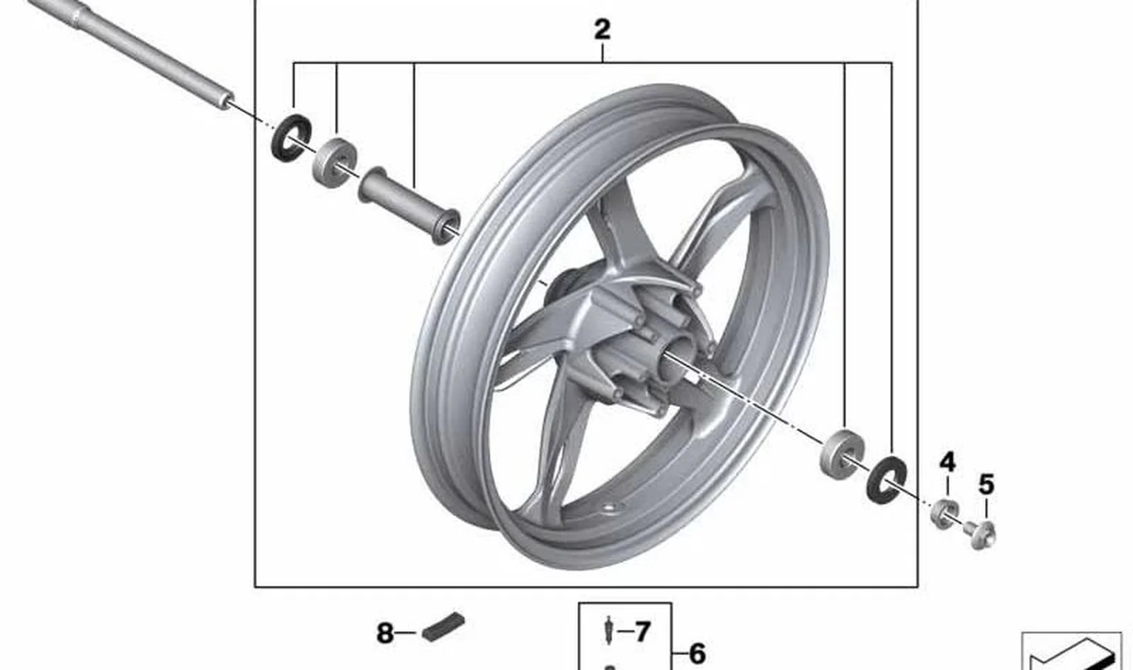 Casquillo distanciador delantero OEM 36318560209 para motos BMW G 310 R, G 310 GS, G 310 RR. Original BMW Motorrad.