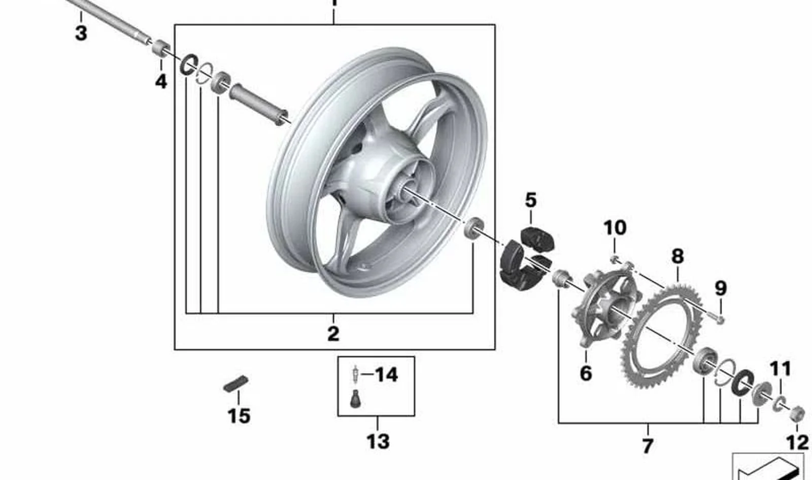 Casquillo distanciador trasero OEM 36318552999 para motos BMW G 310 R, G 310 GS, G 310 RR. Original BMW Motorrad.