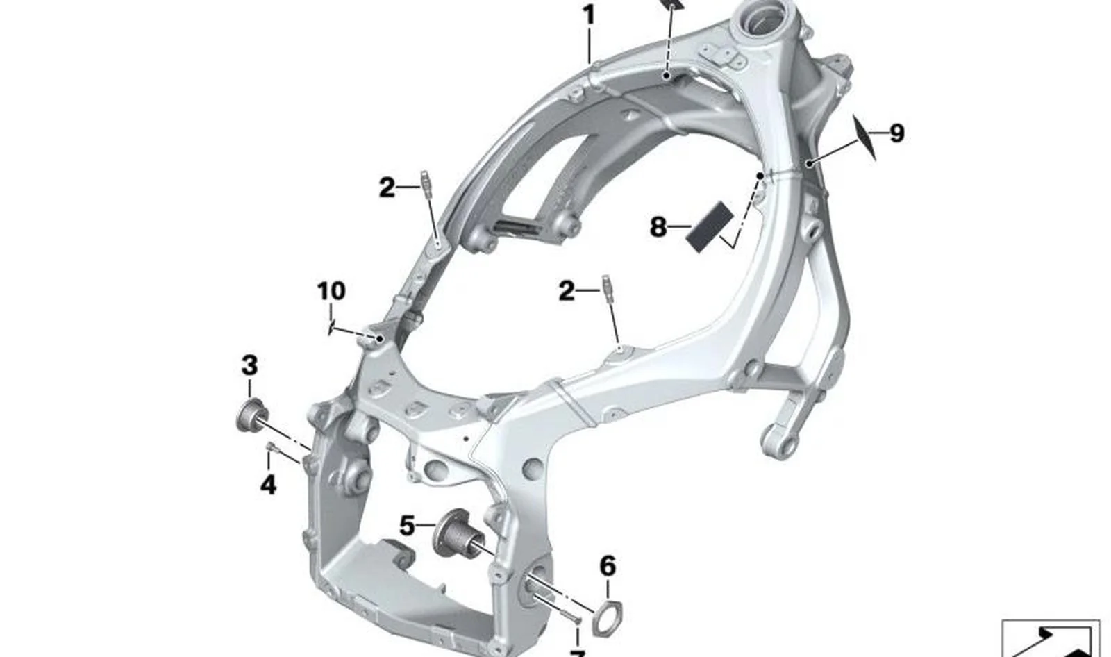 Casquillo punto giro basculante izquierdo OEM 46511542049 para BMW Motorrad M 1000 RR (K66). Original BMW Motorrad.
