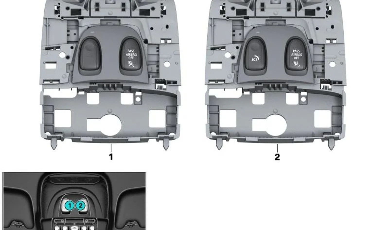 Centro de funciones del techo OEM 61315A0F1B9 para MINI F56, F55, Clubman F54, Countryman F60... y más. Original MINI.