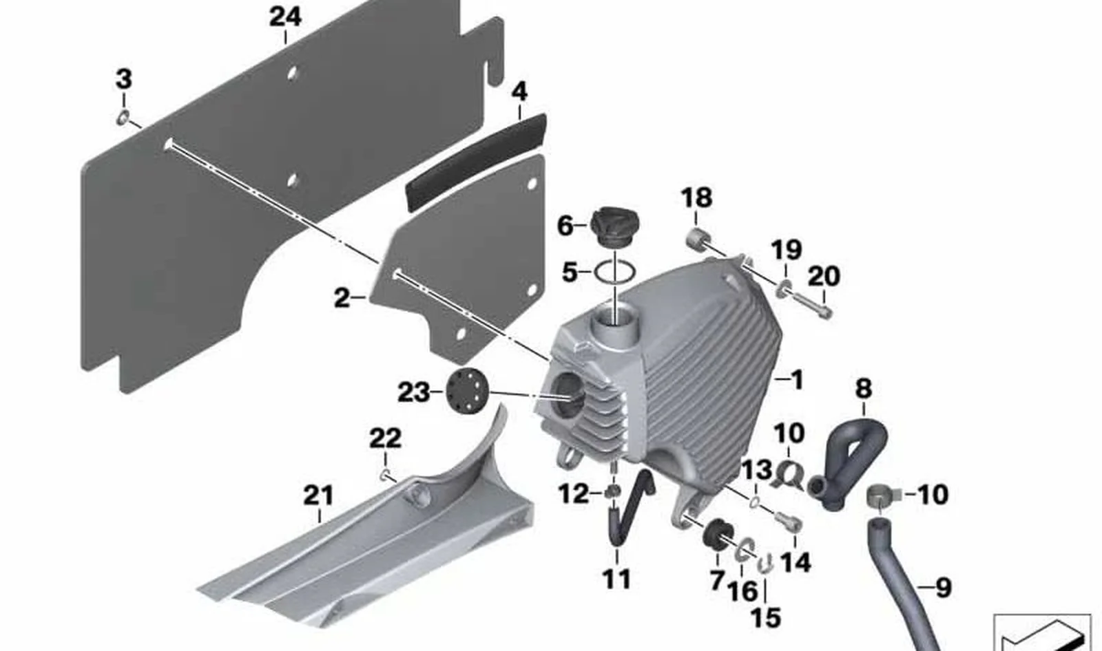 Chapa de calorífugo OEM 11432345825 para motos BMW F 650 GS, G 650 GS, G 650 GS Sertão. Original BMW Motorrad.