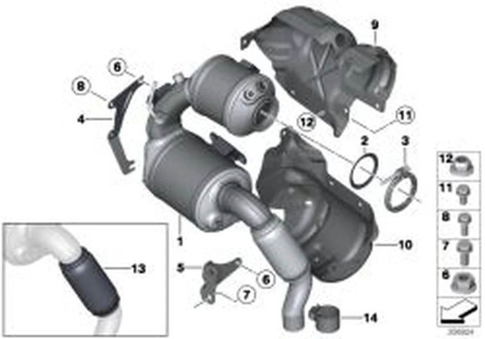 Chapa de calorÃfugo OEM 18308509066 para MINI R56 LCI, Clubman R55 LCI, Cabrio R57 LCI, Coupé R58, Roadster R59, Countryman R60, Paceman R61. Original MINI.