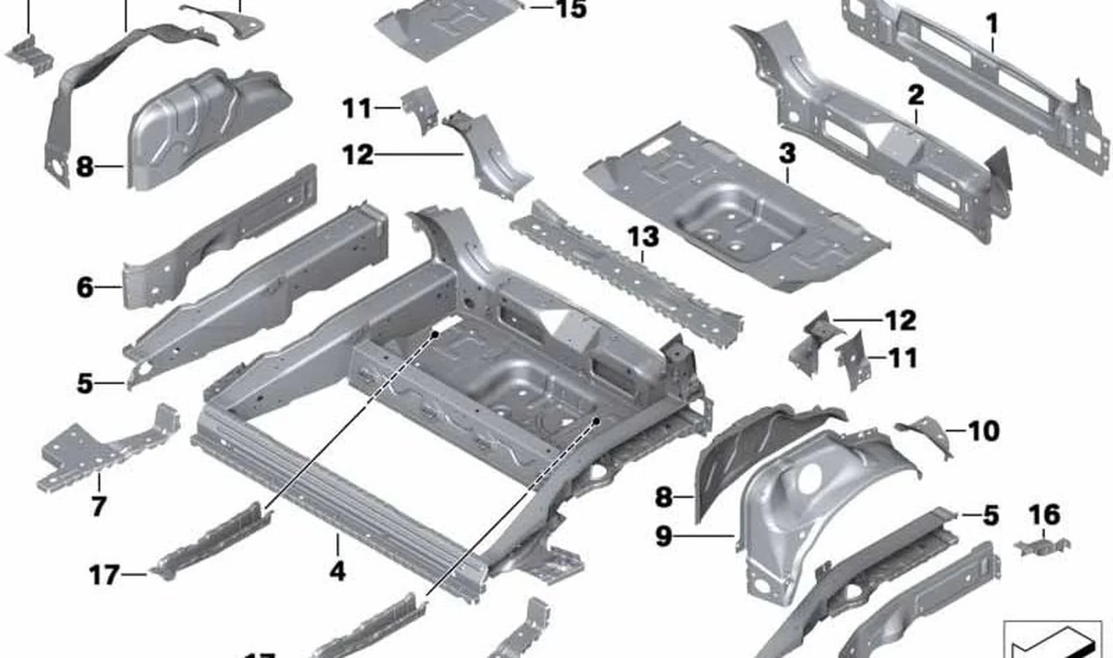 Chapa de cierre para pasaruedas izquierda OEM 41147035345 para MINI R50, R53, R56, R56 LCI. Original MINI.