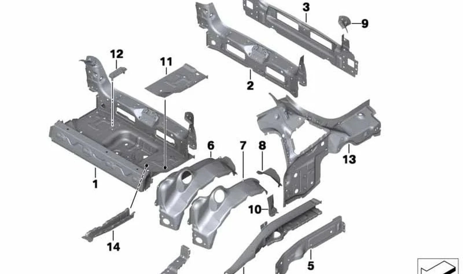 Chapa de cierre para pasaruedas izquierdo OEM 41147144387 para MINI Cabrio R52, R57, Coupé R58, Roadster R59... y más. Original MINI.