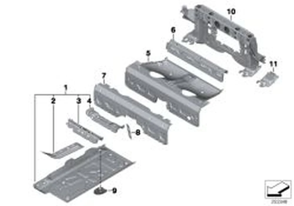Chapa de fondo trasera OEM 41127069343 para MINI R50, R53. Original MINI.