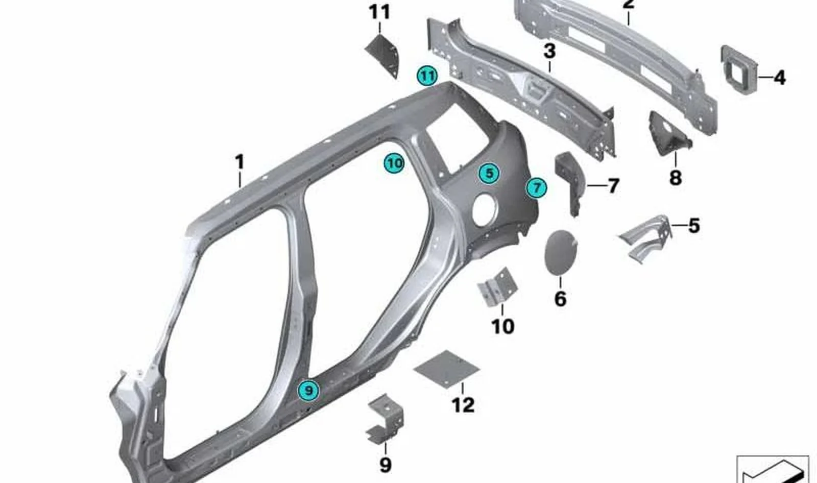 Chapa refuerzo montante D izquierdo OEM 41219240065 para MINI Countryman R60 (2010-2016). Original MINI.