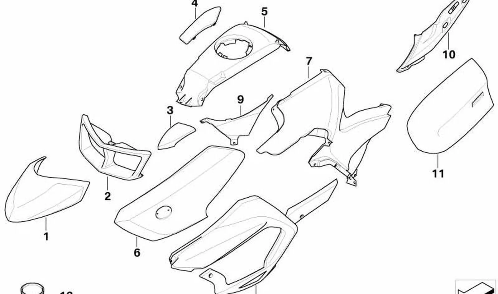 Chapaleta de bandeja radio OEM 46638530725 para BMW Motorrad R 1200 RT (K26). Original BMW Motorrad.