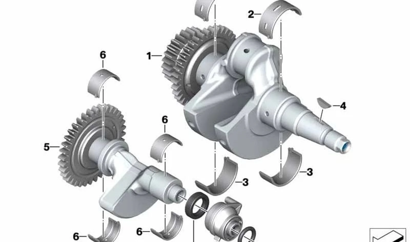 Cigüeñal OEM 11218562774 para motos BMW G 310 R, G 310 GS, G 310 RR. Original BMW Motorrad.