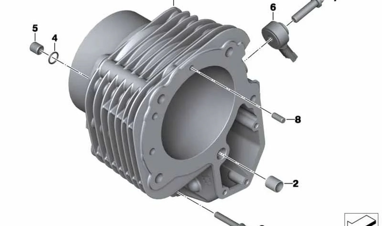 Cilindro derecho negro OEM 11117689806 para BMW Motorrad R 1200 S, K29. Original BMW Motorrad.