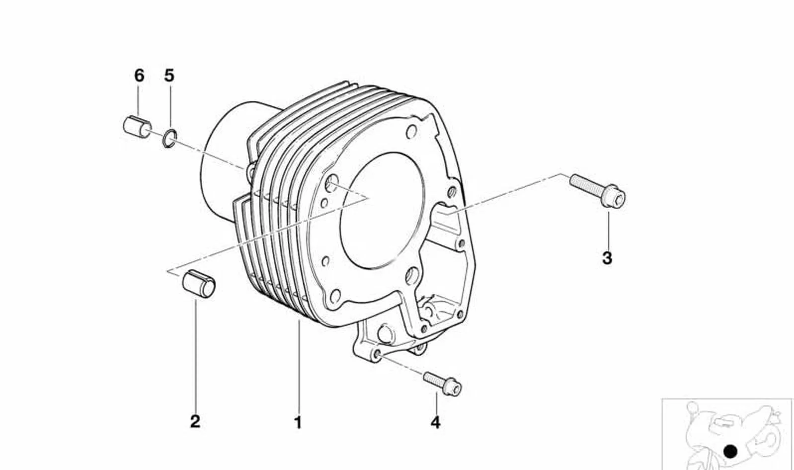 Cilindro izquierdo OEM 11117667105 para BMW Motorrad R850GS, R850R, R850RT, R1150R, R1150RT... y más. Original BMW Motorrad.