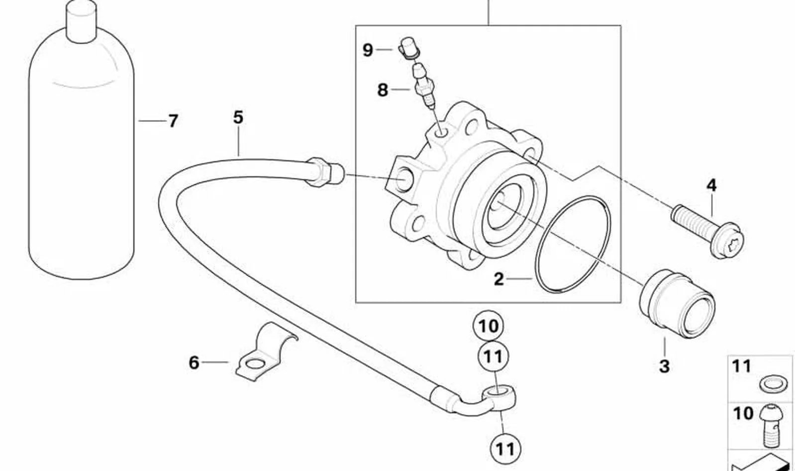 Cilindro receptor negro OEM 32727695220 para motos BMW K 1200 S, K 1200 R, K 1200 GT... y más. Original BMW Motorrad.
