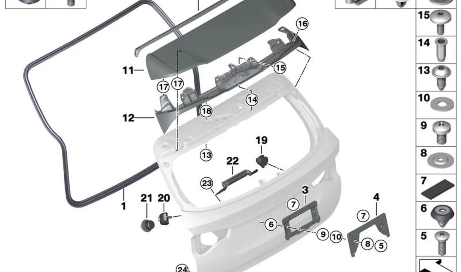 Clip con arandela obturadora gris OEM 07142754954 para MINI R56, F56, Clubman R55, Countryman F60... y más. Original MINI. - Image 4