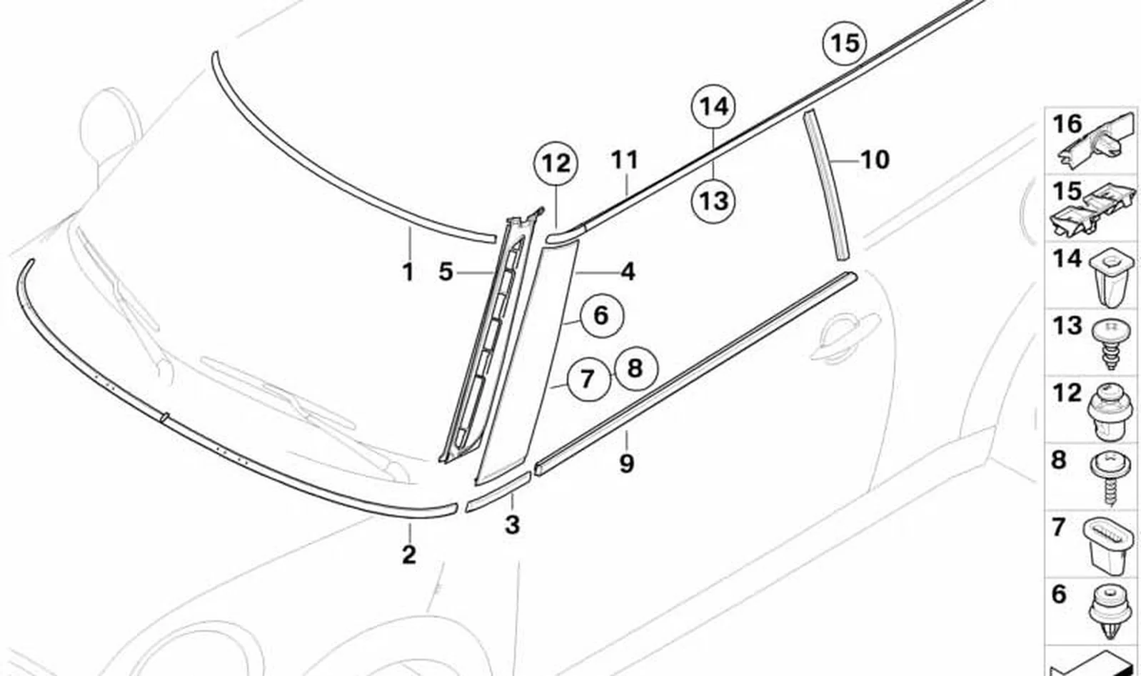 Clip de fijación OEM 51132754026 para MINI R56, R56 LCI, Clubman R55, Clubman R55 LCI. Original MINI.