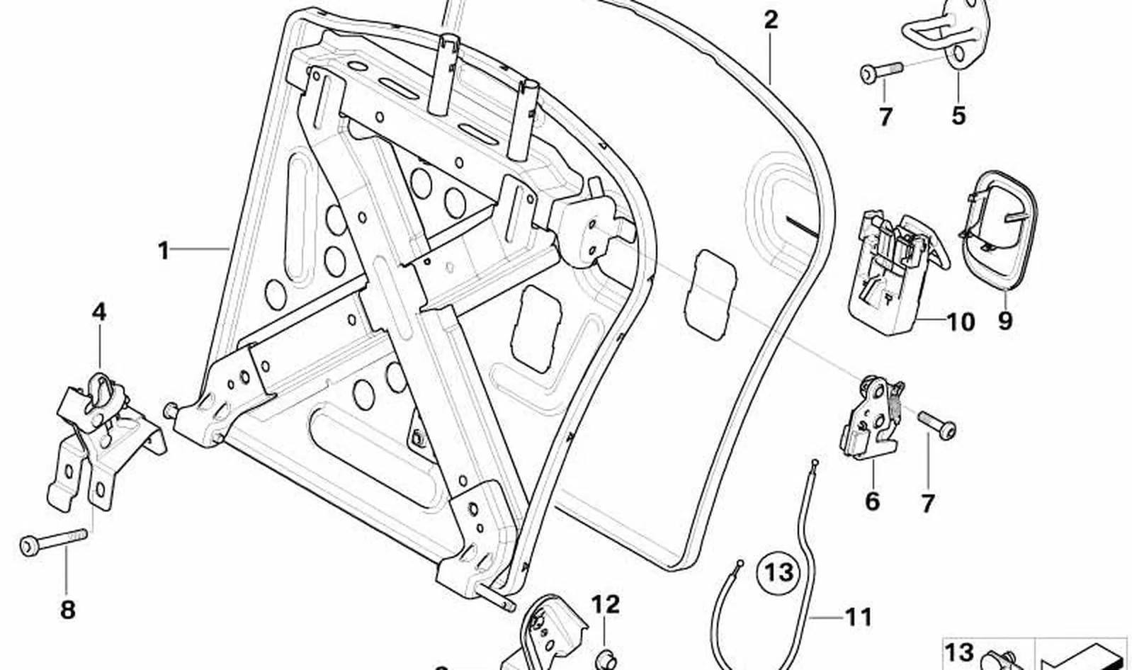 Clip de fijación para cable Bowden OEM 52206954406 para MINI R50, R53. Original MINI.