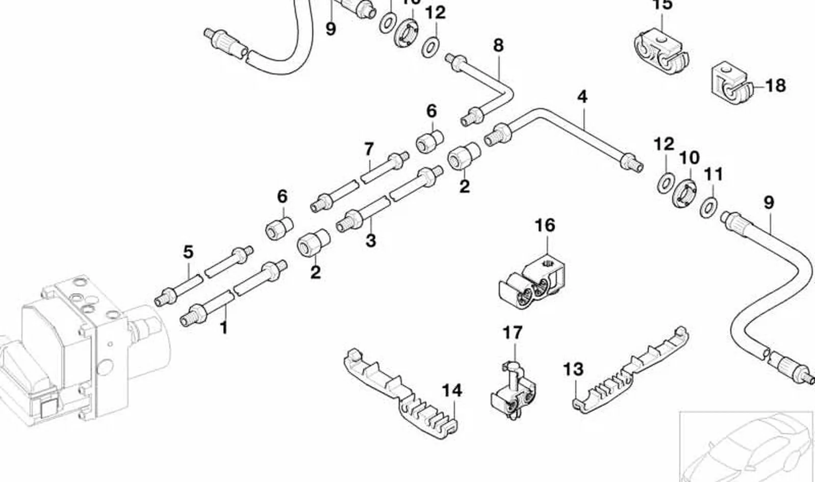 Clip de tuberÃa doble OEM 34306784201 para MINI R56, F56, Clubman R55, Cabrio R57... y más. Original BMW y MINI.