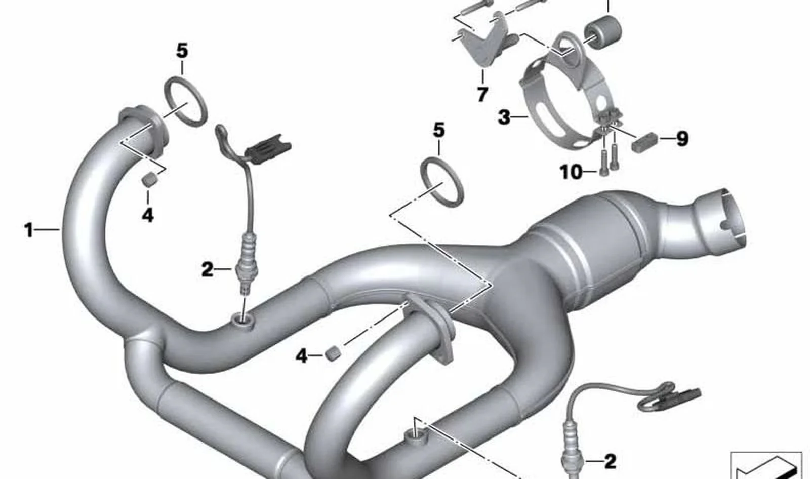 Codo de escape OEM 18117693904 para motos BMW R1200GS, R1200GS Adventure K25. Original BMW Motorrad.