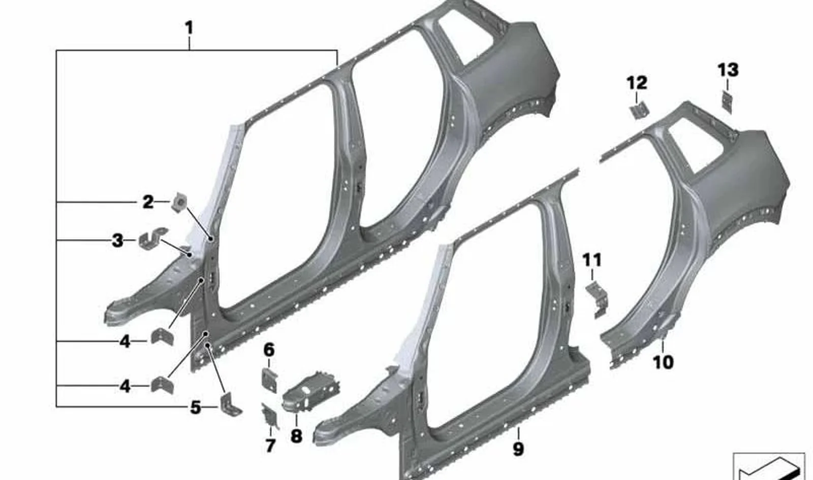 Columna A exterior derecha OEM 41007408826 para MINI F55, F55 LCI. Original MINI.
