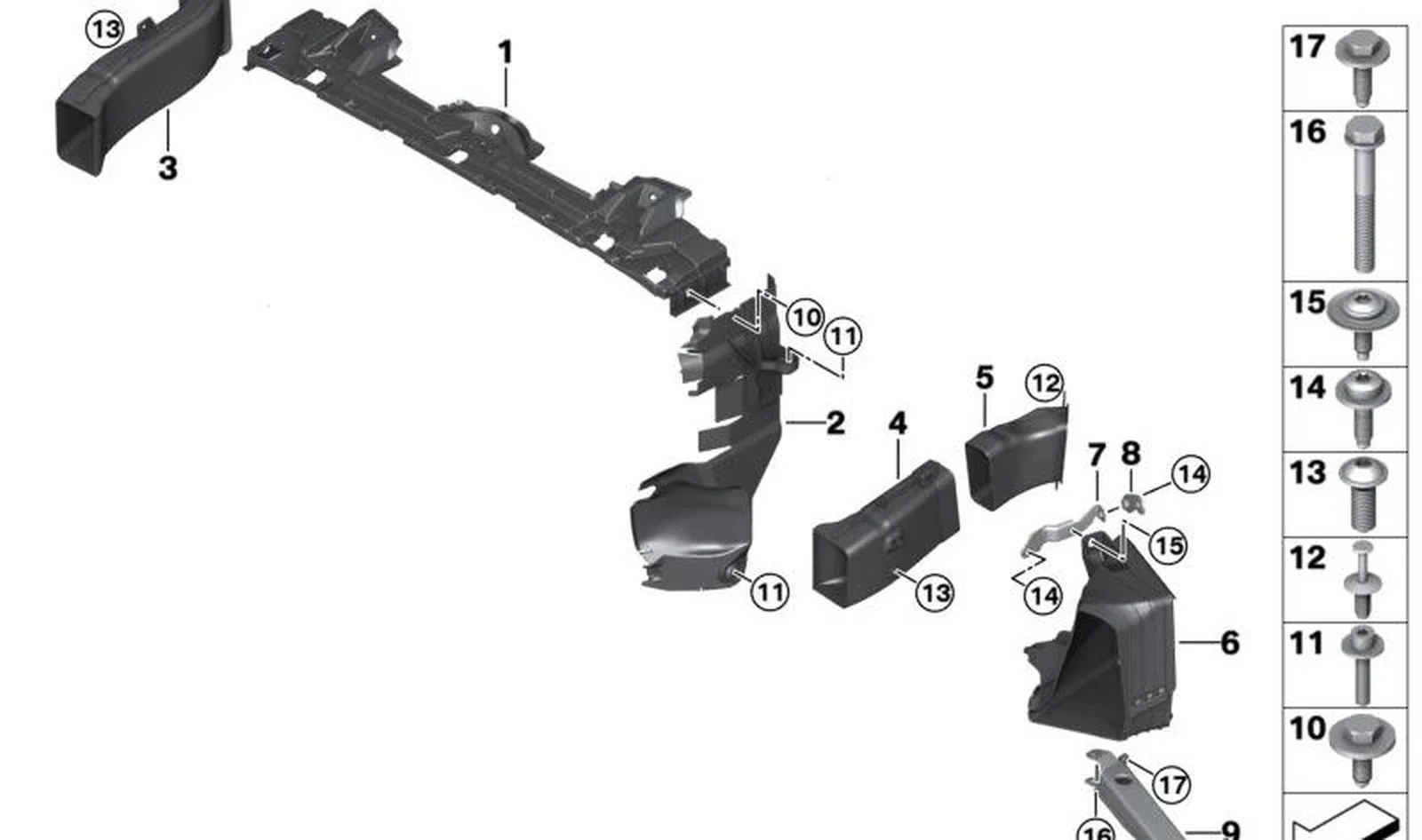 Conducción de aire radiador delantero izquierdo OEM 51745A01627 para MINI F57 Cabrio LCI, Cooper S, JCW... y más. Original MINI.