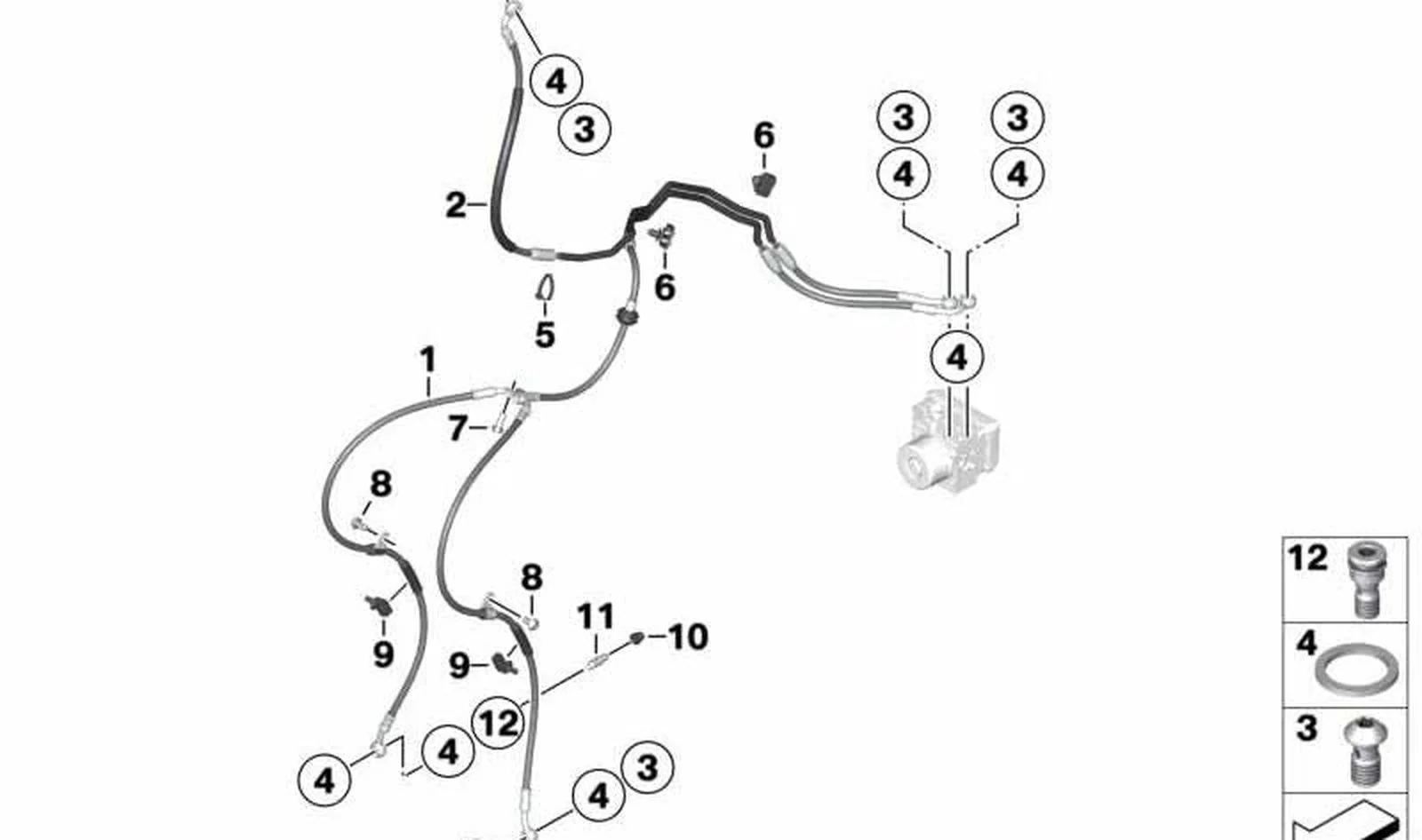 Conducto de freno delantero OEM 34328564352 para motos BMW F 750 GS, F 800 GS. Original BMW Motorrad.