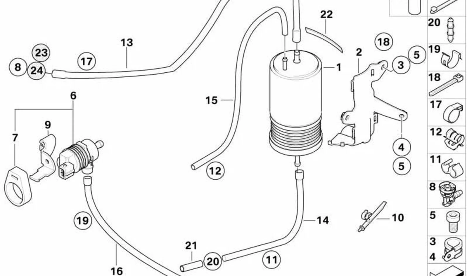 Conducto de tubo flexible OEM 16137704048 para motos BMW R1200GS (K25) 11/2006-09/2012. Original BMW Motorrad.